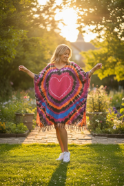 Wild Heart Tie Dye Kaftan – Boho Heart Print Oversized Dress (M–4XL)