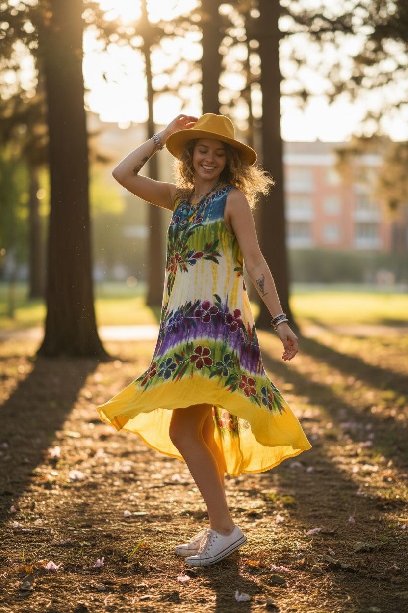 Golden Meadow Hand Painted Dress