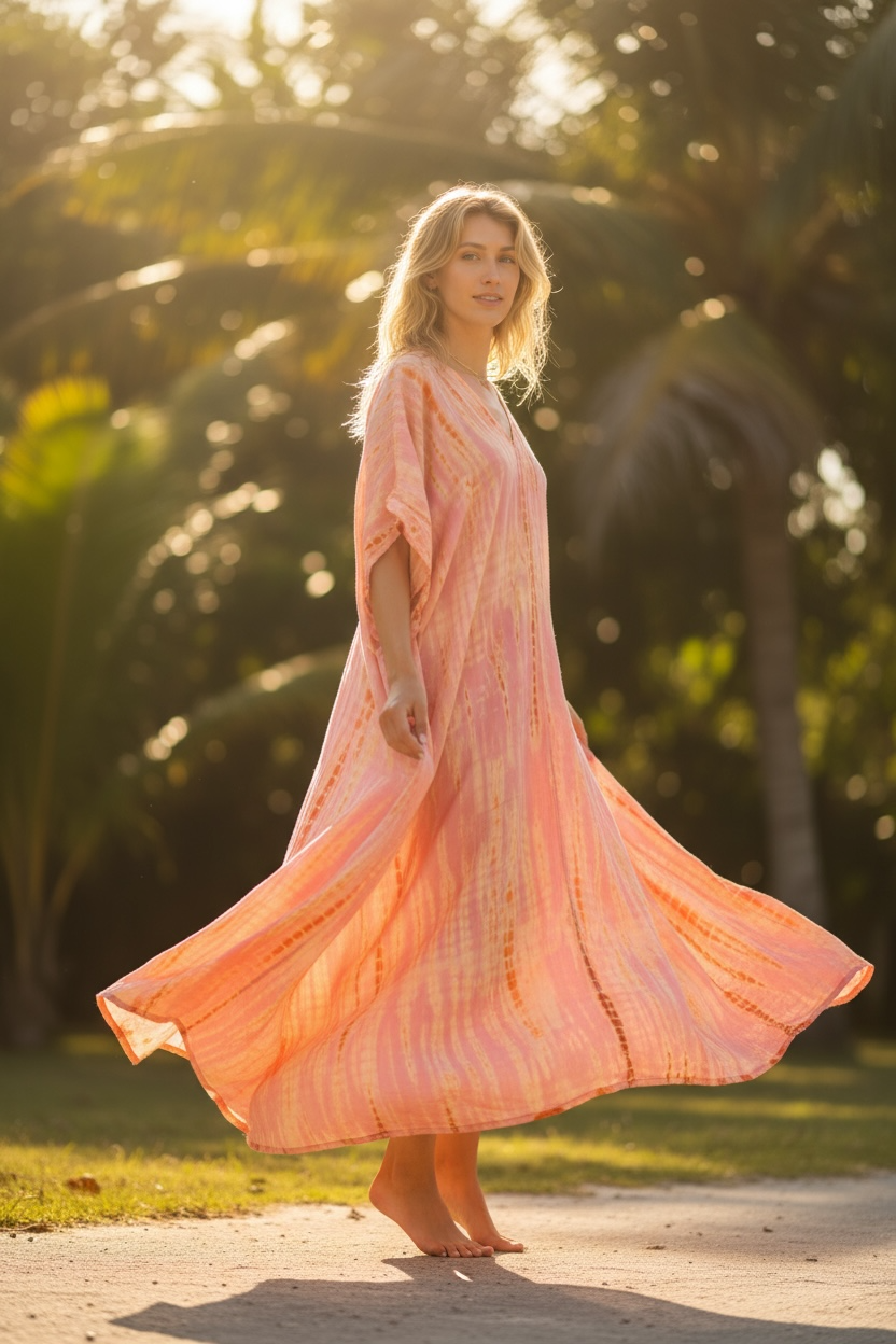 Sunset Glow Waves Kaftan