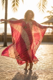 Fuchsia Wave Tie-Dye Kaftan