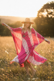 Fuchsia Wave Tie-Dye Kaftan