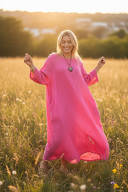 Sunset Bloom Organic Double Gauze Dress
