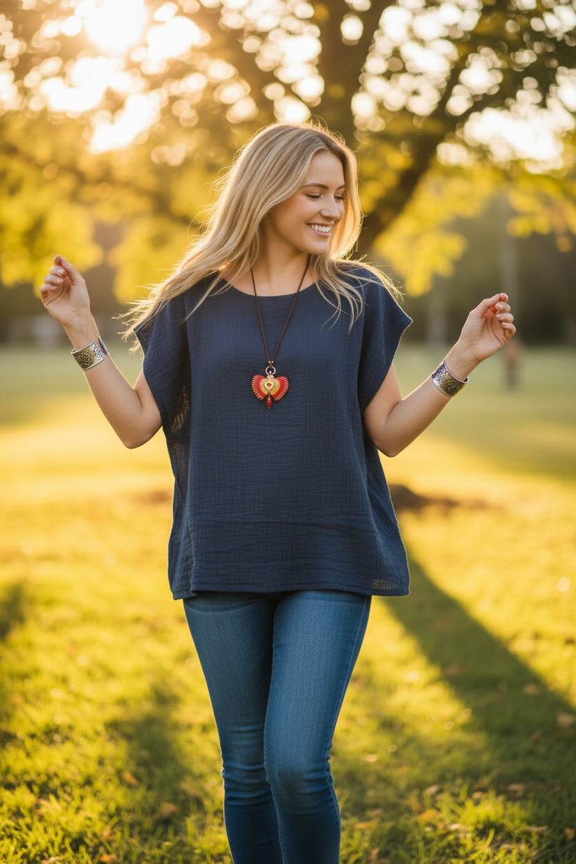 Indigo Double Gauze Ease Tee