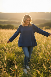 Teal Blue Drift Gauze Top