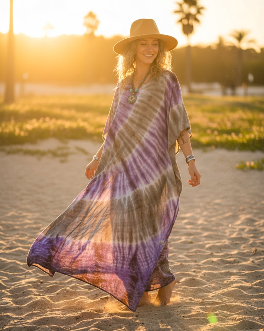 Amethyst Earth Tie-Dye Kaftan Dress