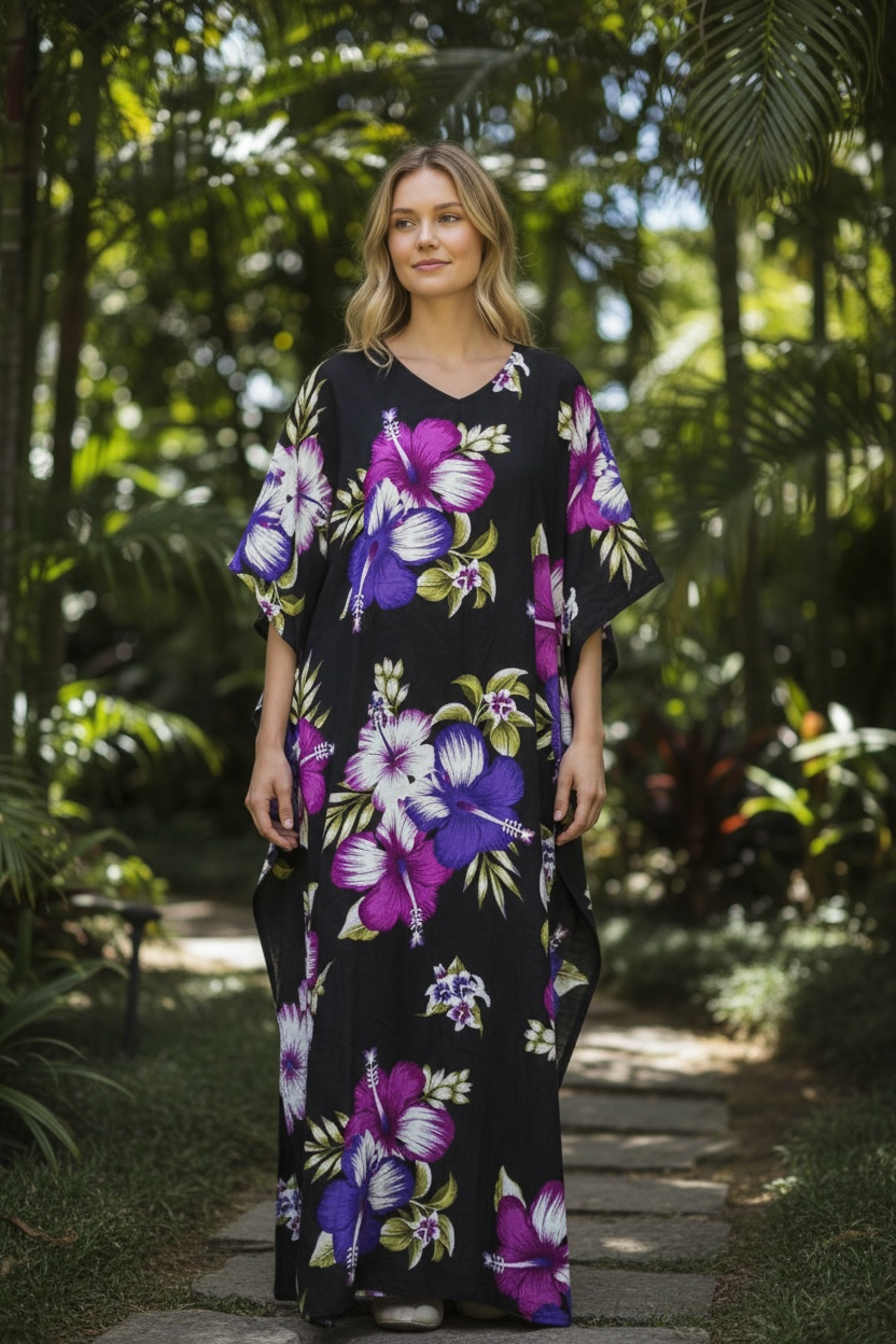 Purple Hibiscus Kaftan