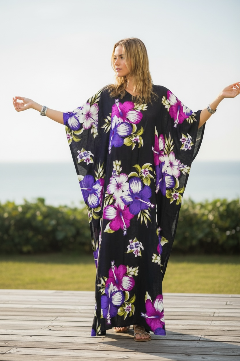 Purple Hibiscus Kaftan