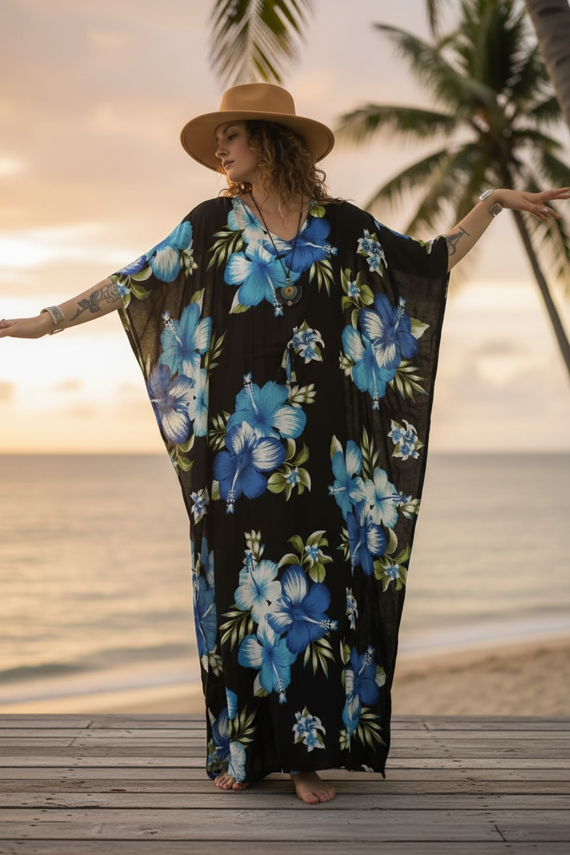 Blue Hibiscus Kaftan