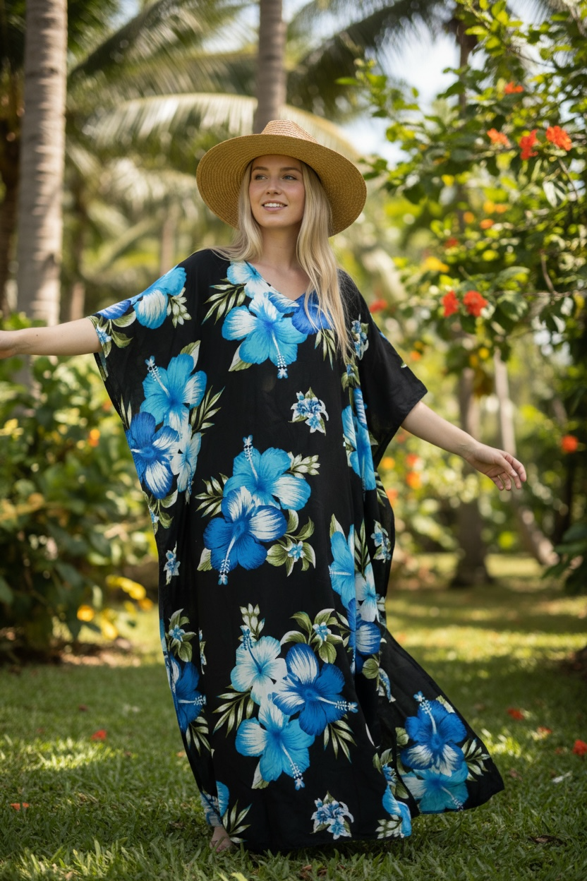 Blue Hibiscus Kaftan