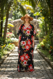 Orange Hibiscus Kaftan