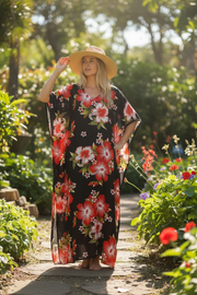 Orange Hibiscus Kaftan