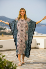 Desert Bloom Mandala Kimono Kaftan Dress