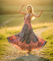 Burgundy Sweet Mandala Maxi Dress