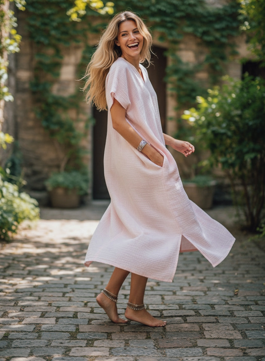 Blush Organic Double Gauze Kaftan