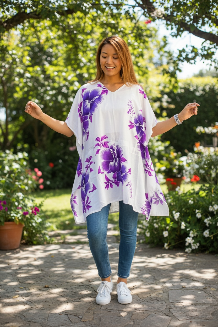 Purple Hibiscus Tunic Top