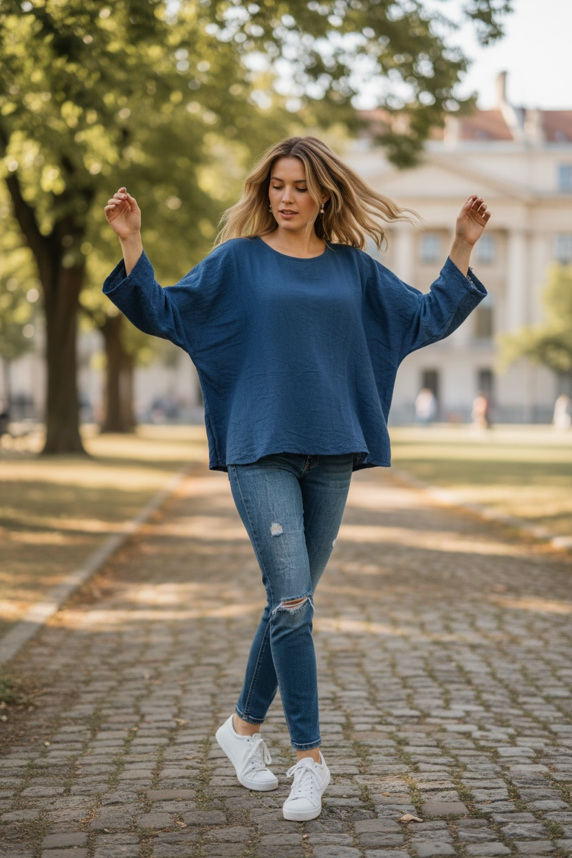 Teal Blue Drift Gauze Top