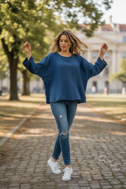 Teal Blue Drift Gauze Top