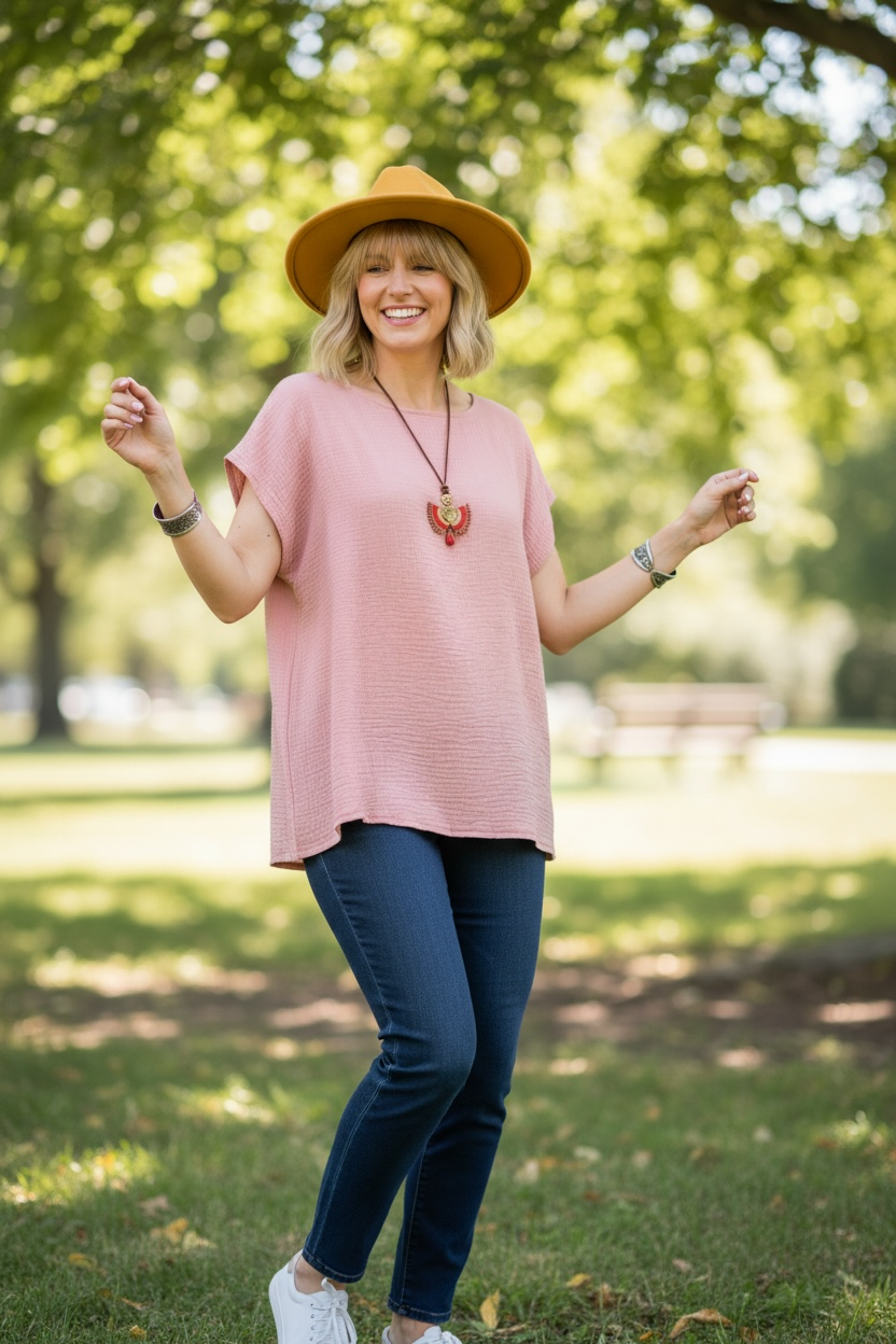 Dusty Rose Cloud Flow Top