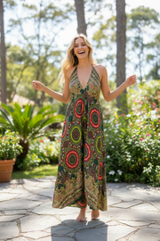 Emerald Mosaic Halter Maxi Dress
