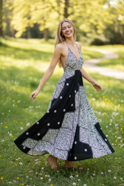 Monochrome Mosaic Maxi Dress