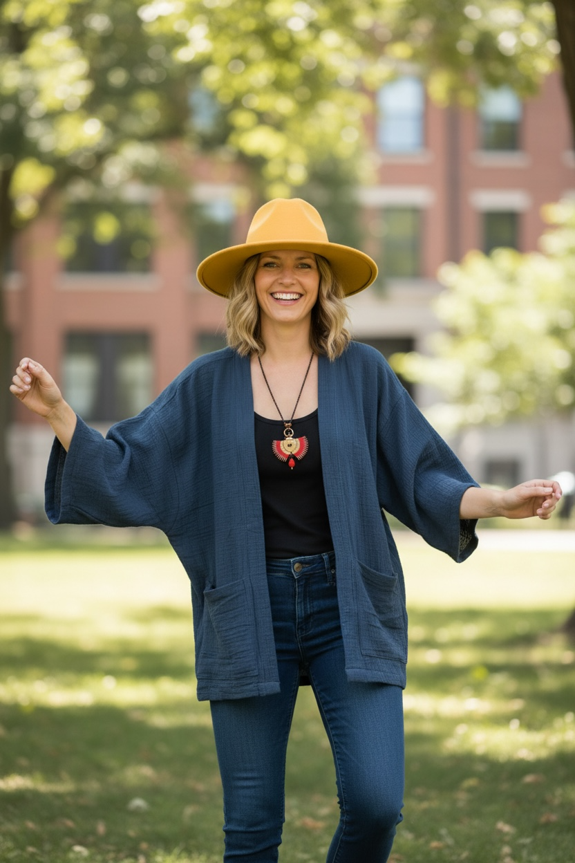Deep Indigo Double Gauze Cardigan