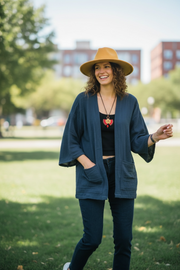 Deep Indigo Double Gauze Cardigan