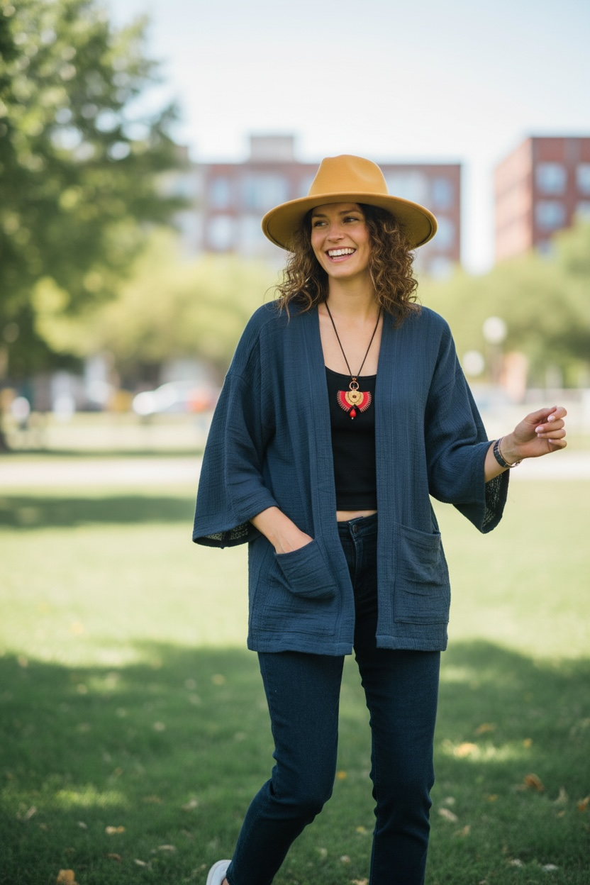Deep Indigo Double Gauze Cardigan