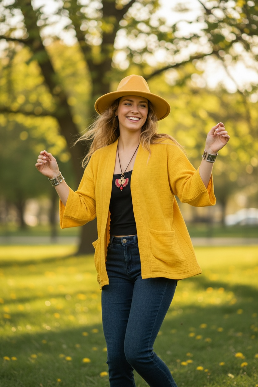 Mustard Double Gauze Cardigan