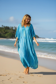 Ocean Breeze Shibori Kaftan Dress