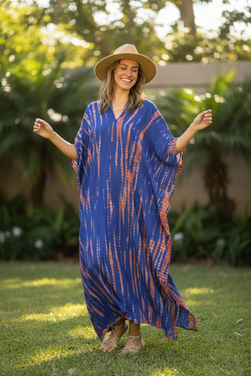 Indigo Sunset Shibori Kaftan