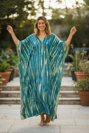 Seafoam Drift Shibori Kaftan