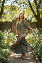 Earthy Ember Tie-Dye Kaftan