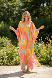 Sunset Sorbet Waves Shibori Kaftan
