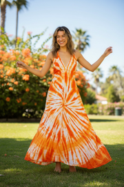 Tangerine Sunburst Maxi Dress