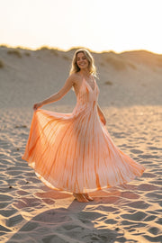 Peach Sunrise Shibori Maxi Dress