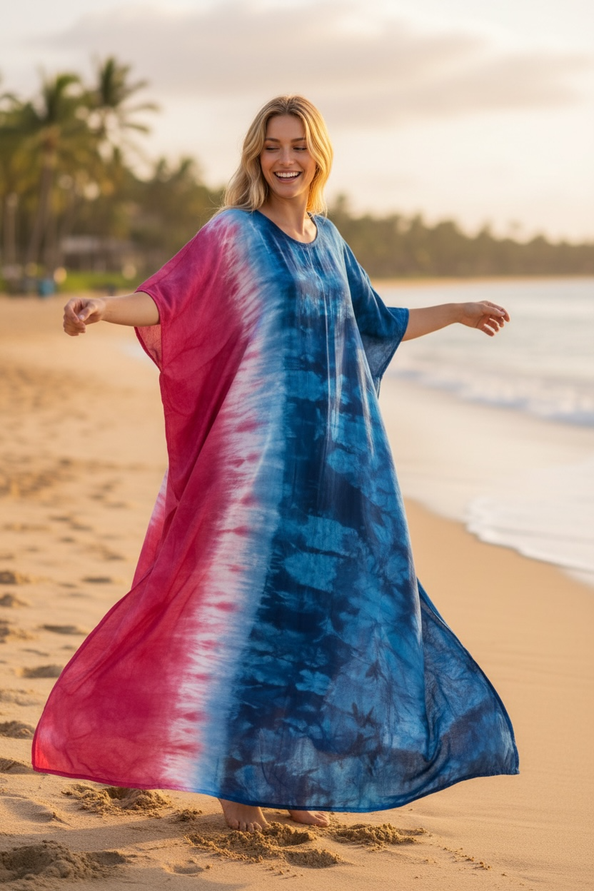 Sunset Tide Shibori Waves Kaftan