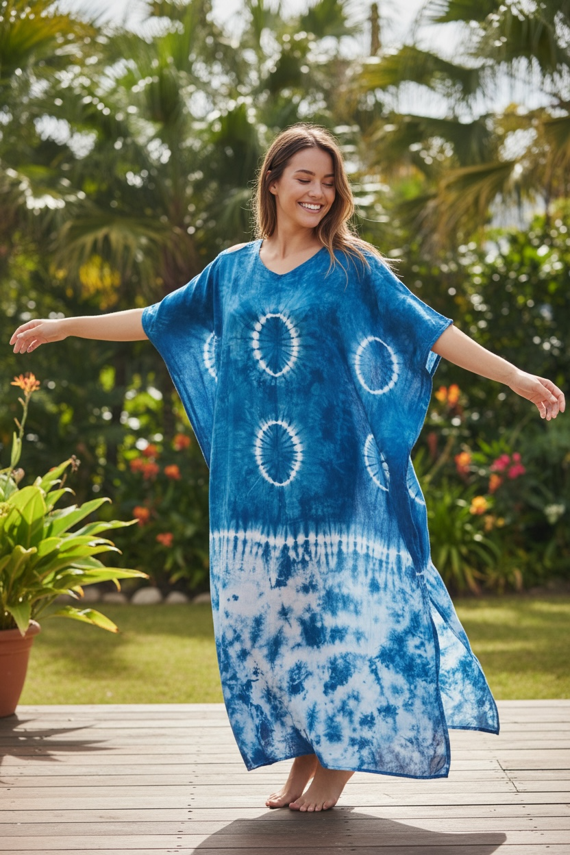 Indigo Halo Waves Kaftan