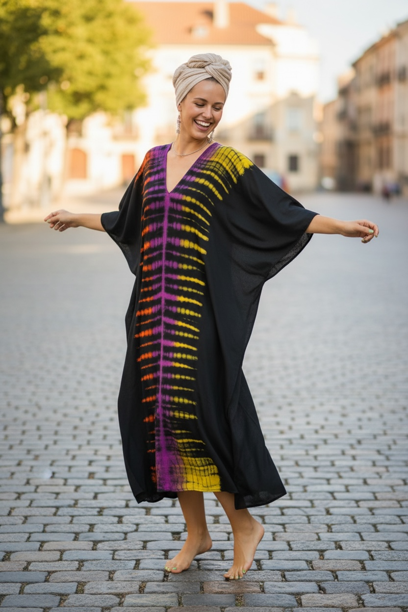 Sunset Pulse Waves Kaftan