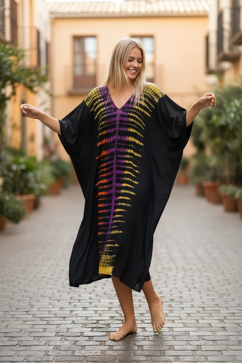 Sunset Pulse Waves Kaftan