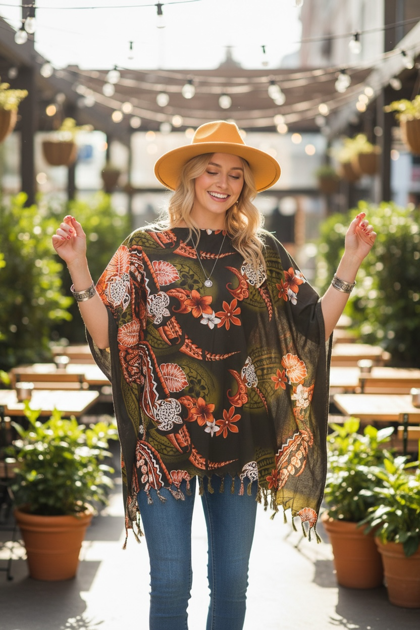 Rust Honu Boho Kaftan Top