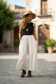Ivory Linen Flow Pants