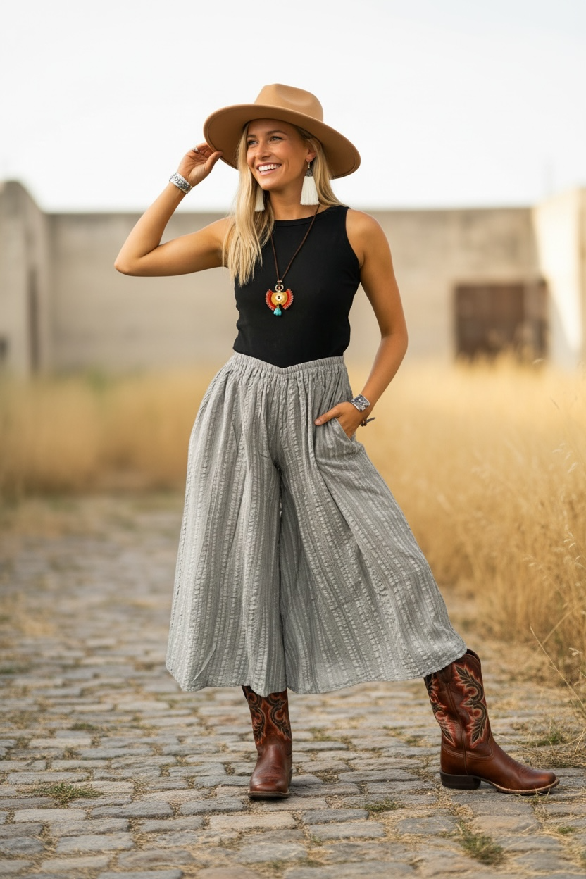 Stone Gray Linen Flow Pants