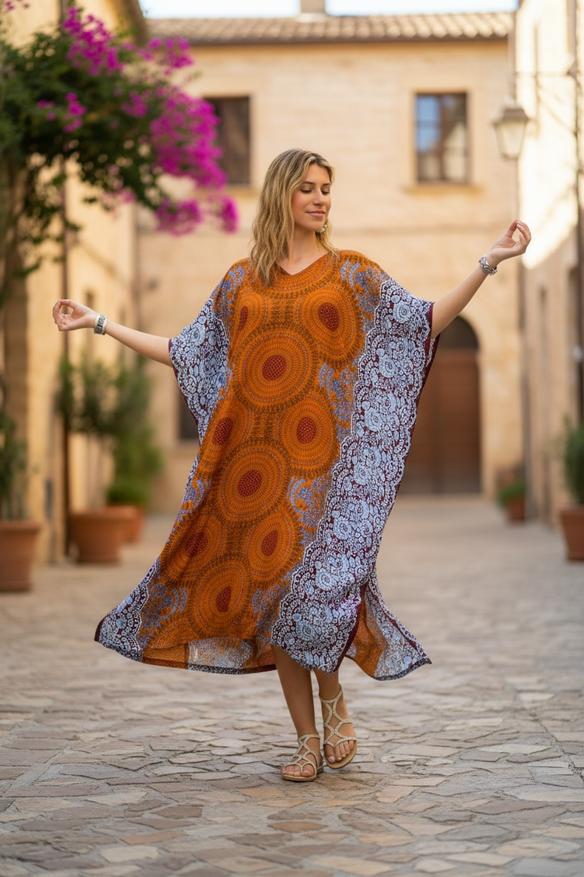 Terracotta Mandala Kaftan