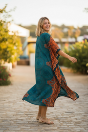 Terracotta Tide Kaftan – Boho Flowy Dress, Lightweight Rayon, Effortless Beach & Everyday Wear