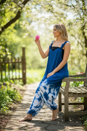 Ocean Drift Tie-Dye Dungarees – Hand-Dyed Shibori Boho Jumpsuit with Pockets