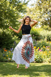 Ivory Mandala Skirt – Boho Flowy Maxi Skirt, Effortless Everyday Wear