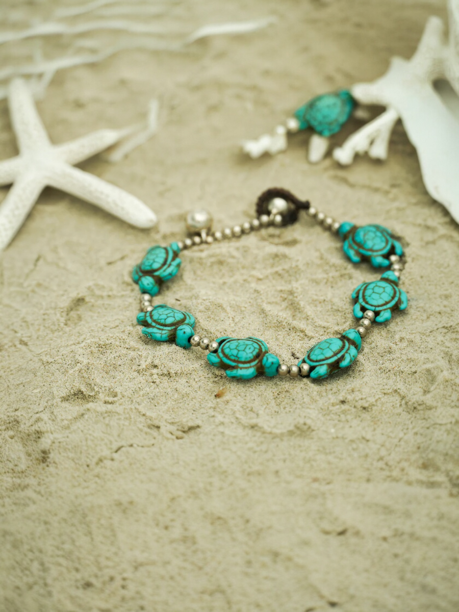 Turquoise Sea Turtle Beaded Bracelet