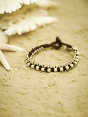 Ivory Beaded Bracelet with Silver Accents