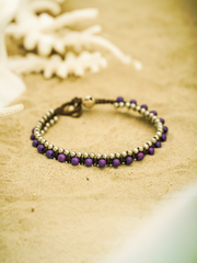 Purple Beaded Bracelet with Silver Accents
