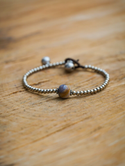 Brown Jasper Bead Bracelet with Silver Beads